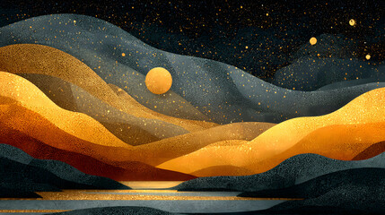 Obraz premium Dark Gold Abstract Illustration – Modern Luxury Art Design