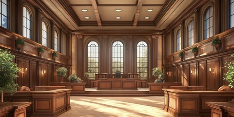 Obraz premium Explore how courtroom aesthetics embody the principles of law and order.