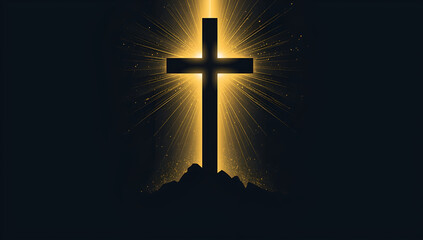 golden cross on dark background Abstract Religious Background Design Christian Faith & Religion Concept