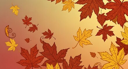 Obraz premium Autumnal Maple Leaves Swirling Design, Warm Fall Colors Background