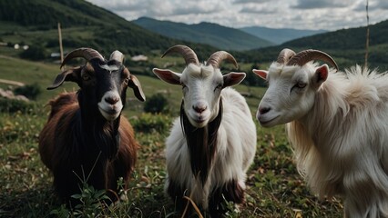 Fototapeta premium goats in the mountains