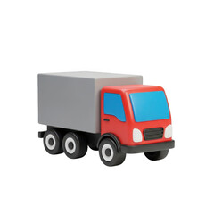 Fototapeta premium 3d red cargo truck with grey box for logistics and delivery services transparent background