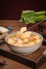 Fresh Bamboo Shoots Soup with Vegetables in Traditional Asian Bowl from Deep Kitchen Culture