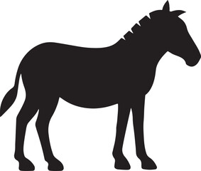 Black and white zebra silhouette vector, perfect for wildlife, safari, and animal designs.