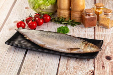 Raw whole salted herring fish