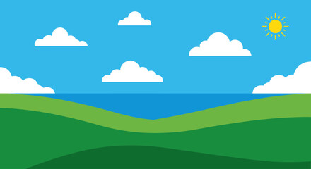 landscape with mountains and blue sky