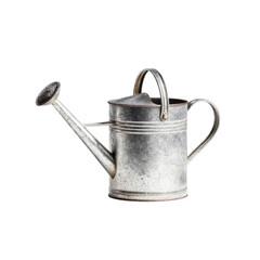 Vintage Galvanized Metal Watering Can on White Background