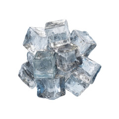 Close-up of a Pile of Sparkling Ice Cubes on a Black Background