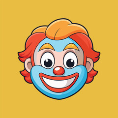 Obraz premium Funny clown emoji face character cartoon colorful playful vector illustration in modern style,generative ai