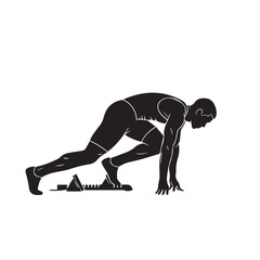 Sprinter Starting Position Silhouette – Crouched Track Athlete