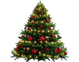 Classic Christmas Tree with Red and Gold Ornaments
