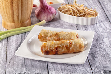 Vietnamese traditional nem roll with meat
