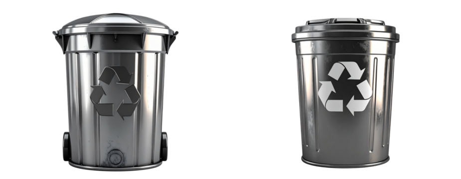 Set 3D Recycle Bin Icon Isolated on Transparent Background PNG - Powered by Adobe