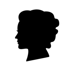 Silhouette of a woman with a vintage hairstyle against a white background