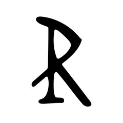 Isolated Black Symbol Resembling the Letter R with Extra Lines, Striking, Modern