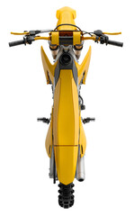 Top view of a yellow dirt bike isolated on transparent background