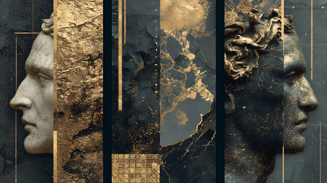 Dark Gold Abstract Illustration &ndash; Modern Luxury Art Design