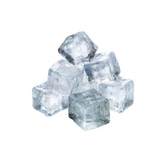 Pile of Clear Ice Cubes on Black Background