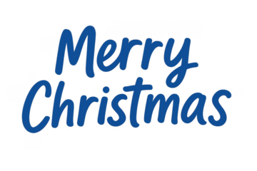 Blue merry christmas lettering on transparent background