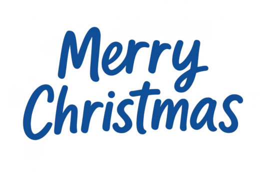 Blue merry christmas lettering on transparent background
