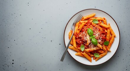 Delicious Tomato Pasta Dish on Plate.