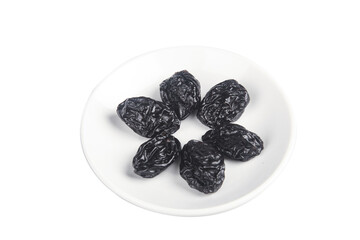 Large Xinjiang Dried Prunes on White Plate - Chinese Preserved Fruit Air-Dried Plums Healthy Snack