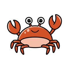 Fototapeta premium Cute and Friendly Cartoon Crab with Big Eyes - Fun and Simple Animal Character