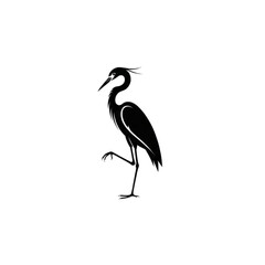Elegant heron silhouette standing gracefully, perfect for branding, logos, and nature-inspired designs