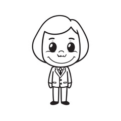 Old woman in formal clothes black and white vector illustration simple minimalist portrait design