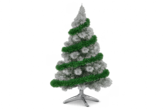 Silver christmas tree rotating on transparent background
