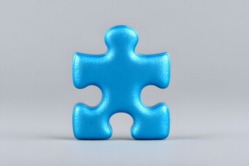 Obraz premium Blue Puzzle Piece on Gray Background.