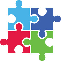 Obraz premium Colorful jigsaw puzzle pieces isolated on white background, representing teamwork