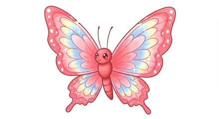 可憐なピンク蝶々 優しく舞う 虹色光彩 (Kireina pinku choucho yasashiku mau nijiiro kousai) This translates roughly to: "Lovely pink butterfly gently dances, iridescent light.". AI Generated