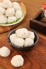 Handmade White Fish Balls in Traditional Bowl - Asian Cuisine Ingredient for Hot Pot and Side Dishes