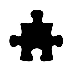 Simple black puzzle piece icon on a white background design element