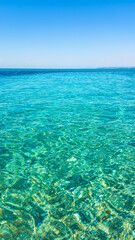Beautiful Seascape with Clear Sky and Blue Water at Possidi Cape