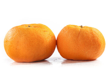 Fresh Oranges with Water Droplets on White Background - Healthy Citrus Fruit