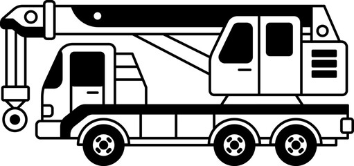 black and white illustration of a crane forklift