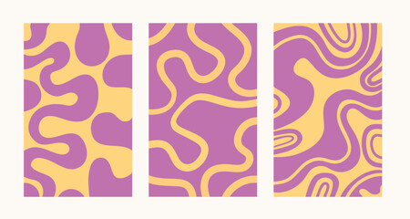 Obraz premium Vector abstract groovy patterns in Y2K style.