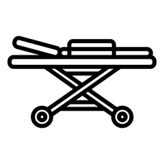 Outline icon of a medical stretcher, used for transporting patients in emergencies