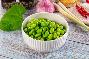 Edamame beans in the bowl