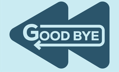 Blue good bye icon with bold, light blue 