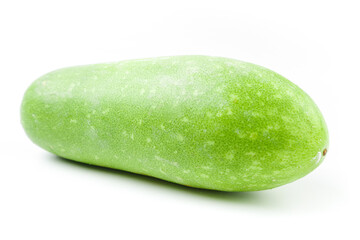 Fresh Winter Melon with Green Skin Isolated on White Background for Asian Cuisine and Hot Pot Cooking