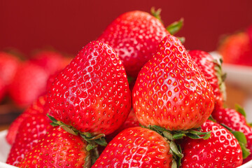 Fresh Red Strawberries Close-Up - Ripe Juicy Berry Fruit Detail