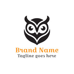 A stylized owl logo vector design template with a heart symbol and cartoon art elements is available as a scalable illustration for your business