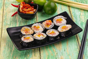 Koream homemade roll Kimbap with nori seaweed