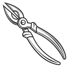 Hand drawn illustration of a pair of pliers essential tool for gripping, cutting, and bending materials in various projects perfect for diy and repair work