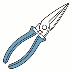 Illustration of needlenose pliers with blue handles, a versatile tool for gripping, bending, and cutting wires, perfect for diy projects