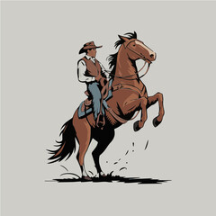 Obraz premium Cowboy on Horse for Rustic Western Graphic Applications