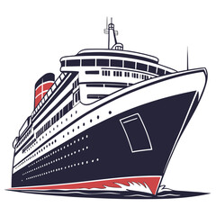 Obraz premium A majestic cruise ship sails on the open sea, its sleek design and vibrant colors capturing the essence of luxury travel